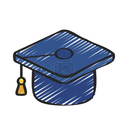 Téléchargez les photos : Chapeau de graduation icône isolée, illustration vectorielle - en image libre de droit