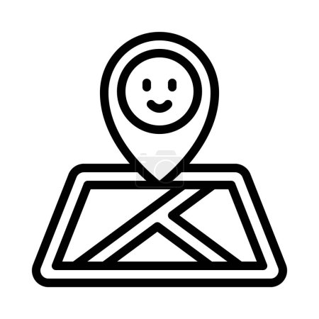 Téléchargez les illustrations : Happy emoji icône de localisation illustration vectorielle - en licence libre de droit