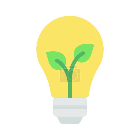 Ilustración de Eco bombilla con hojas icono, vector de ilustración - Imagen libre de derechos