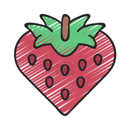 Téléchargez les illustrations : Fraise coeur de fruit avec fraise - en licence libre de droit