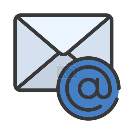 Téléchargez les illustrations : Email With At Symbol, Isolated Icon On White Background - en licence libre de droit
