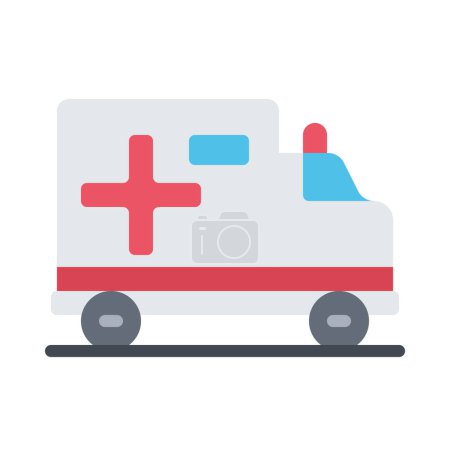 Téléchargez les illustrations : Ambulance icône vectorielle plate - en licence libre de droit