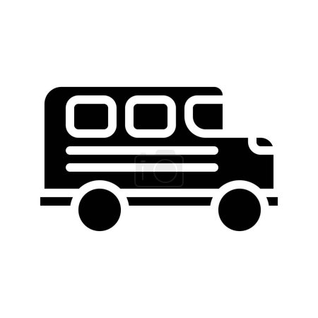 Téléchargez les illustrations : Illustration vectorielle de l'icône web du bus scolaire - en licence libre de droit