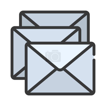 Illustration for Email With Backlog, Isolated Icon On White Background - Royalty Free Image