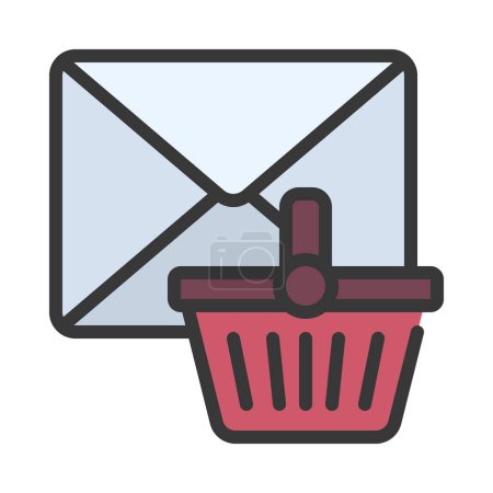 Illustration for Email Basket, Isolated Icon On White Background - Royalty Free Image