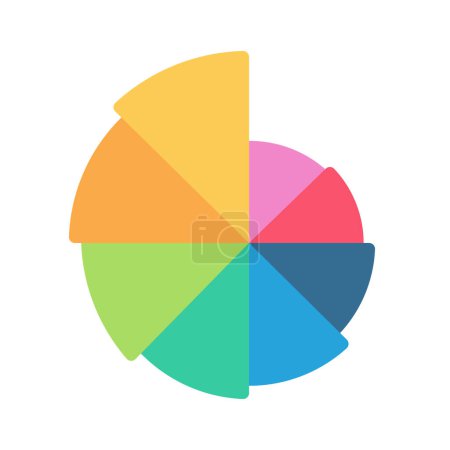 Illustration for Complex Pie Chart isolated on white background. Financial and business concept. - Royalty Free Image