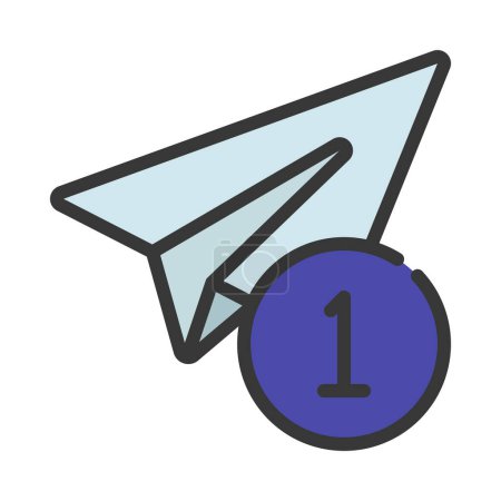 Icono de notificación de plano de papel, ilustración vectorial diseño simple