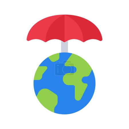 Téléchargez les illustrations : Parapluie sur Globe illustration vectorielle icône web - en licence libre de droit