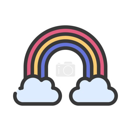 Illustration for Rainbow Two Clouds Icon, Vector Illustration - Royalty Free Image