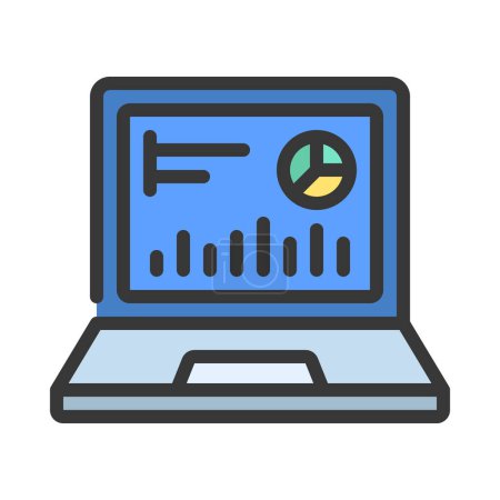 Illustration for Laptop Data Visualisation icon, vector illustration - Royalty Free Image