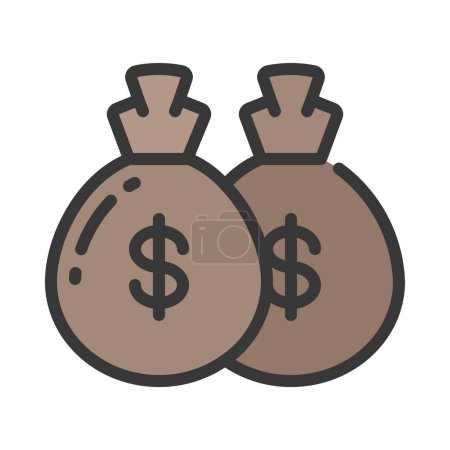 Téléchargez les illustrations : Sacs d'argent avec icône de signe dollar, illustration vectorielle - en licence libre de droit