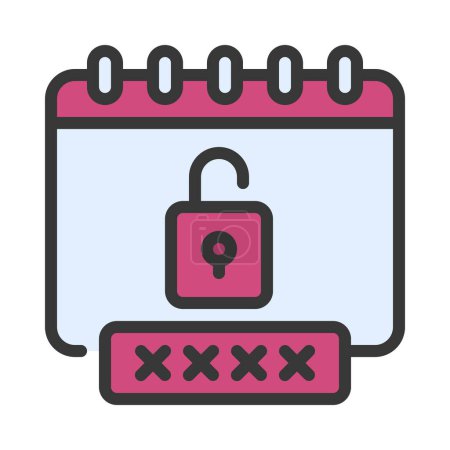 Illustration for Password Protected Calendar icon, vector illustration - Royalty Free Image