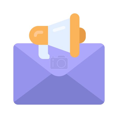 Illustration for Email Marketing With Loudspeaker, Isolated Icon On White Background - Royalty Free Image