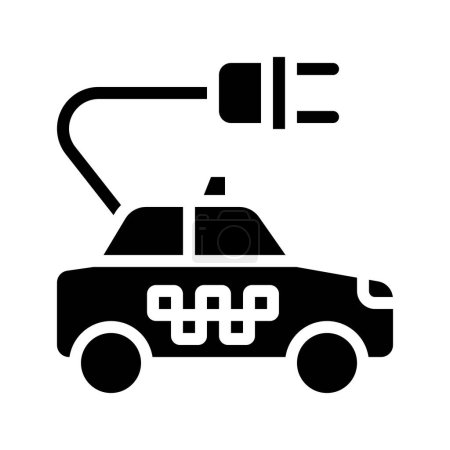 Téléchargez les illustrations : Électrique éco taxi voiture vecteur icône - en licence libre de droit
