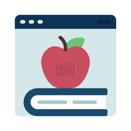 Illustration for Apple On Book Website icon, vector illustration - Royalty Free Image