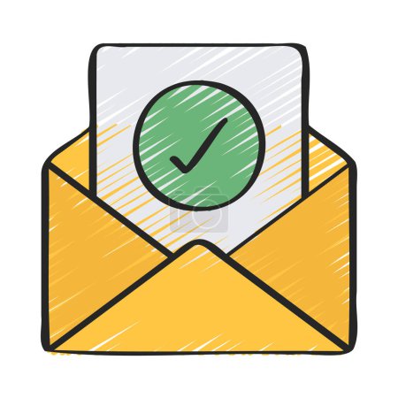 Illustration for Approved Email, Isolated Icon On White Background - Royalty Free Image