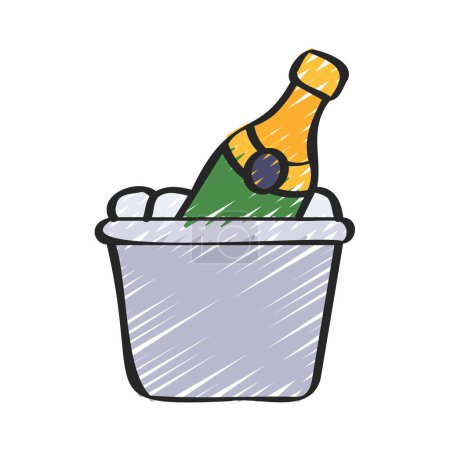 Téléchargez les illustrations : Champagne Seau illustration vectorielle icône web - en licence libre de droit