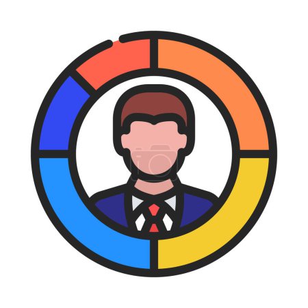 Téléchargez les illustrations : Homme d'affaires Donut Graphique illustration vectorielle icône web - en licence libre de droit