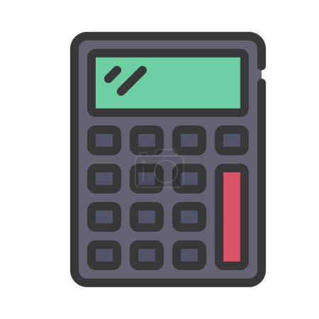 Téléchargez les illustrations : Calculatrice vecteur plat icône couleur - en licence libre de droit