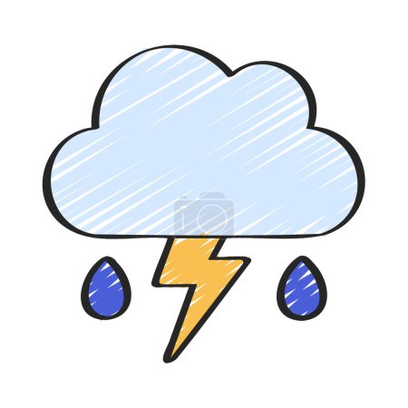 Ilustración de Icono de la nube de lluvia de iluminación, ilustración vectorial - Imagen libre de derechos