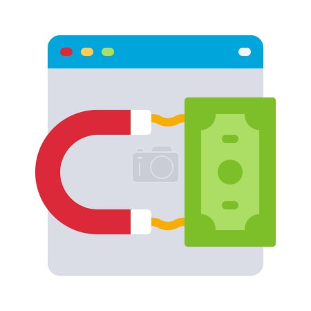 Illustration for Money Magnet web icon vector illustration - Royalty Free Image