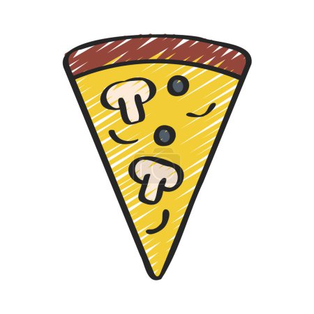 Téléchargez les illustrations : Pizza végétarienne Icône de tranche sur fond blanc - en licence libre de droit