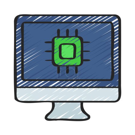 Téléchargez les illustrations : Icône de puce d'ordinateur, illustration vectorielle - en licence libre de droit