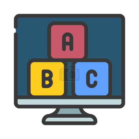 Téléchargez les illustrations : Blocs sur icône de l'ordinateur, illustration vectorielle - en licence libre de droit