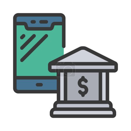 Téléchargez les illustrations : Mobile banking web icône vectoriel illustration - en licence libre de droit