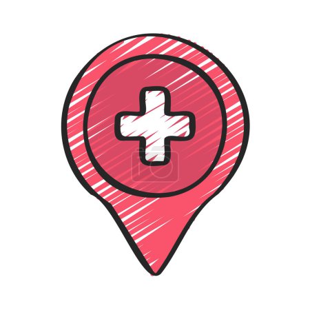 Téléchargez les illustrations : Emplacement de l'hôpital icône vectoriel illustration arrière-plan - en licence libre de droit