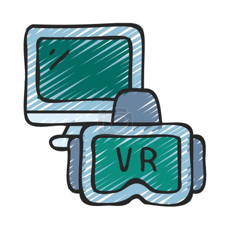 Ilustración de Ordenador VR icono de auriculares sobre fondo blanco - Imagen libre de derechos