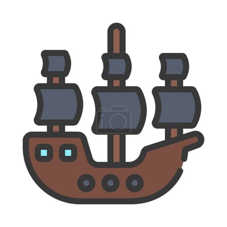 Téléchargez les illustrations : Illustration vectorielle du bateau pirate - en licence libre de droit
