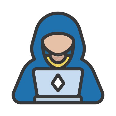 Illustration for Hacker With Laptop icon, vector illustration - Royalty Free Image