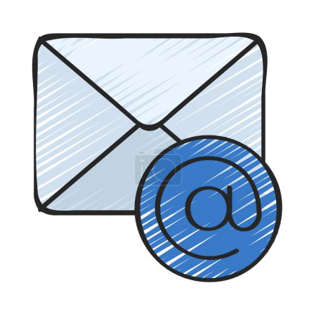 Illustration for Email With At Symbol, Isolated Icon On White Background - Royalty Free Image