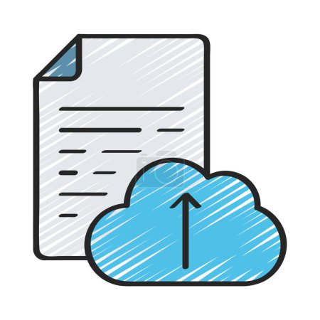 Illustration for Document Cloud Upload Icon, Vector Illustration - Royalty Free Image