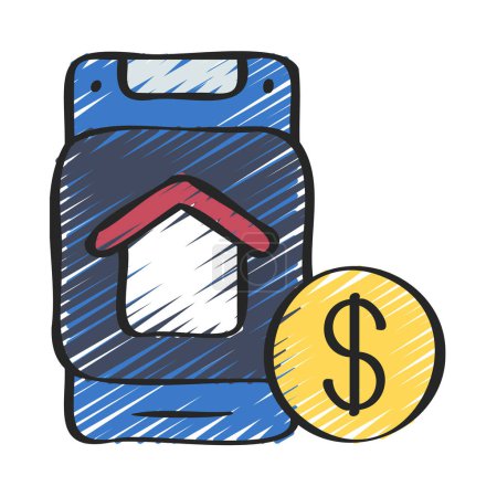 Ilustración de Icono de ventas de aplicaciones móviles, ilustración vectorial - Imagen libre de derechos