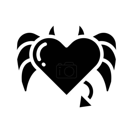 Illustration for Devil  heart vector glyph icon - Royalty Free Image