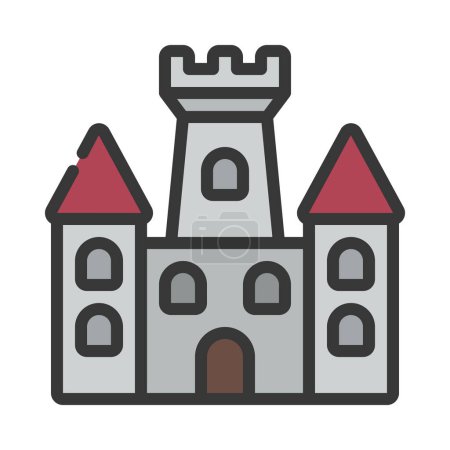 Téléchargez les illustrations : Icône du château, illustration vectorielle - en licence libre de droit