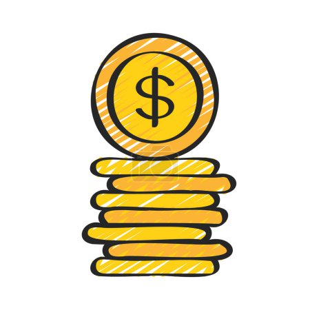 Ilustración de Moneda dólar pila plana Vector icono - Imagen libre de derechos