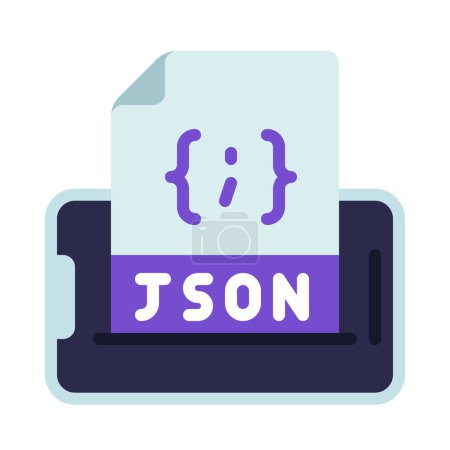 Téléchargez les illustrations : Fichier JSON Icône mobile, illustration vectorielle - en licence libre de droit