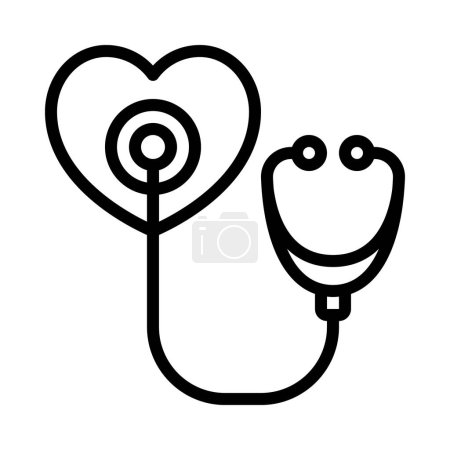 Téléchargez les illustrations : Illustration vectorielle de contour d'icône de stéthoscope cardiaque - en licence libre de droit