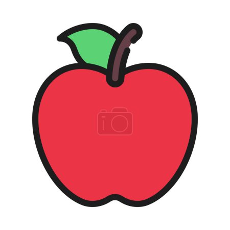 Téléchargez les illustrations : Pomme fruit plat icône design - en licence libre de droit
