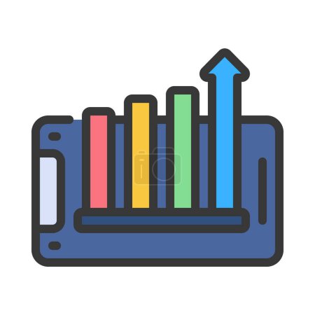 Illustration for Business Mobile Bar Chart icon, vector illustration - Royalty Free Image