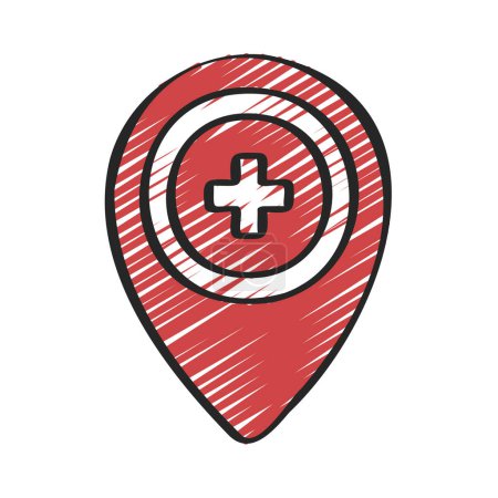 Illustration for Hospital Location Pin vector illustration - Royalty Free Image