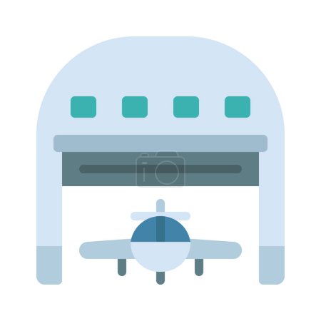 Téléchargez les illustrations : Avion icône du hangar, illustration vectorielle - en licence libre de droit