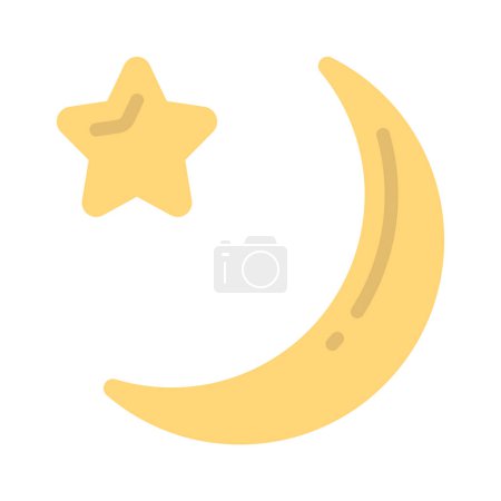 Téléchargez les illustrations : Cresent Moon With Star illustration vectorielle icône web - en licence libre de droit