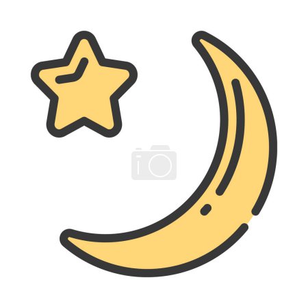 Luna creciente con la ilustración del vector del icono web de la estrella
