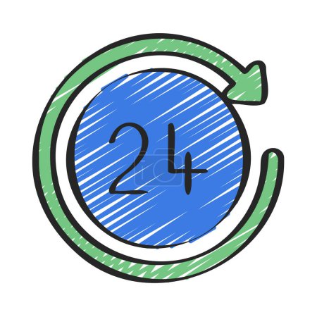 Illustration for 24 Hour Clock concept icon vector illustration - Royalty Free Image