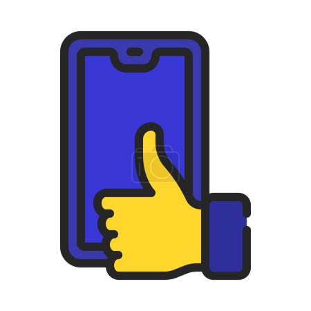 Téléchargez les illustrations : Thumbs Up icône de téléphone portable, illustration vectorielle - en licence libre de droit