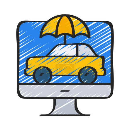 Illustration for Car Insurance web icon vector illustration - Royalty Free Image